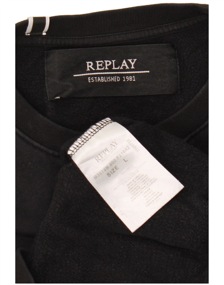 Replay Damen-Sweatshirt-Pullover UK 16 Large Schwarz Baumwolle
