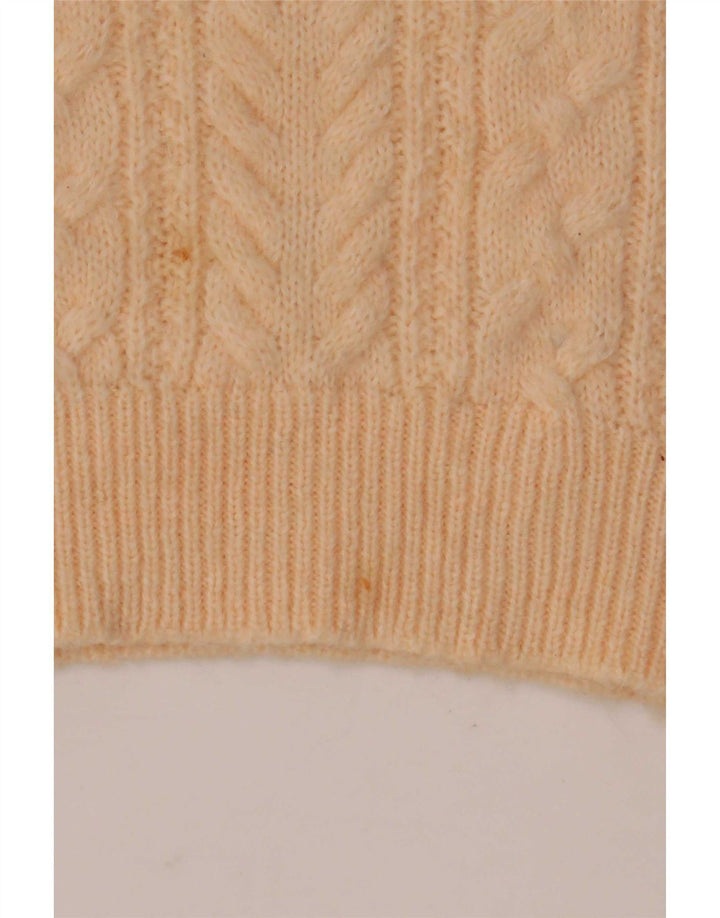Zara Damen-Pullover mit Rundhalsausschnitt, UK 16, große beige Wolle