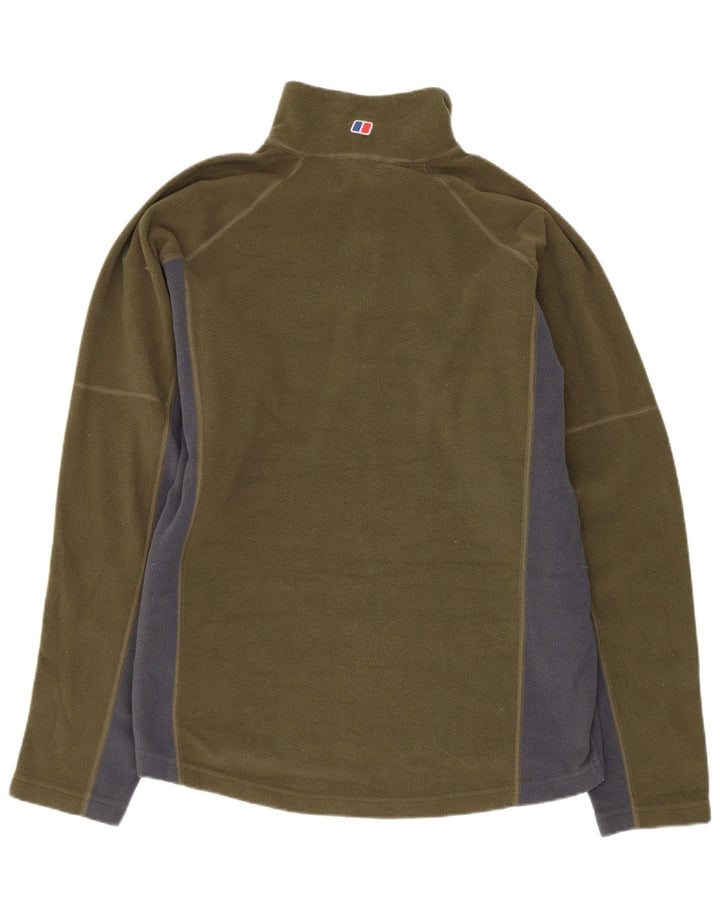 Berghaus Herren-Fleecepullover mit Reißverschluss am Hals, mittleres Khaki, Farbblock-Polyester