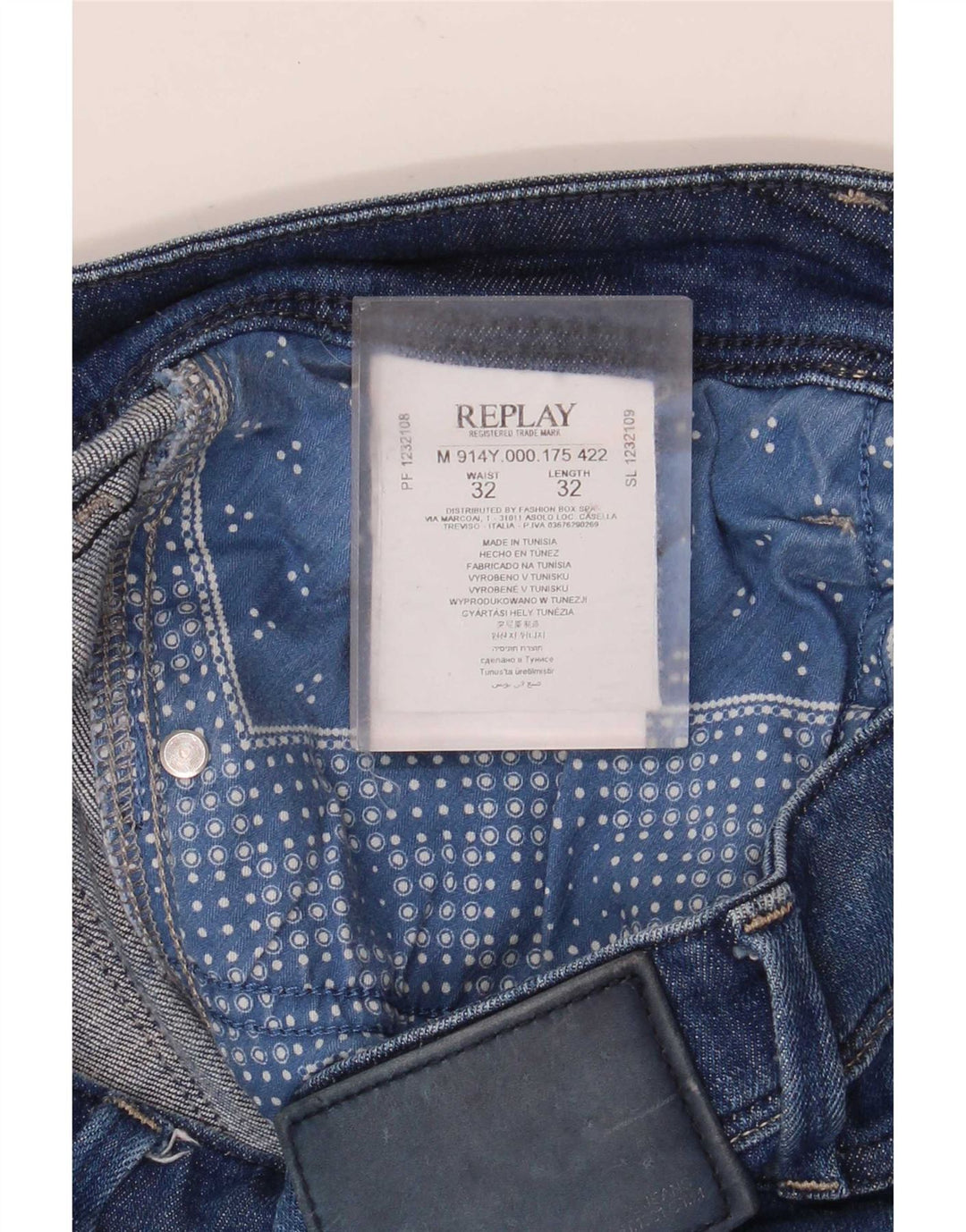 Replay Herren Slim Jeans W32 L32 Blaue Baumwolle
