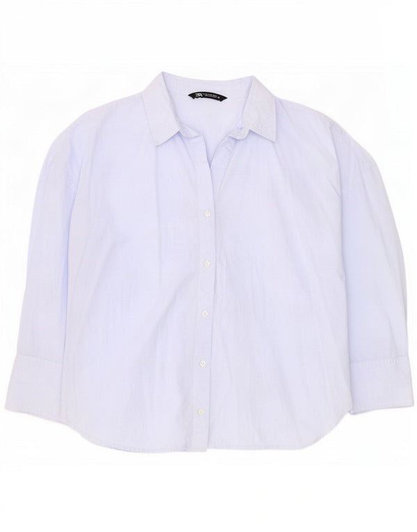 Zara Damen Hemd UK 20 2XL Blaue Baumwolle