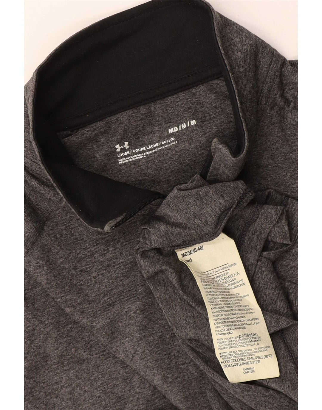 Under Armour Herren-Oberteil mit Reißverschluss, langärmlig, mittelgraues Polyester