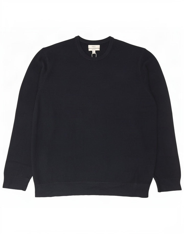 Marks & Spencer Herren-Pullover mit Rundhalsausschnitt, 2XL, Marineblau, Acryl