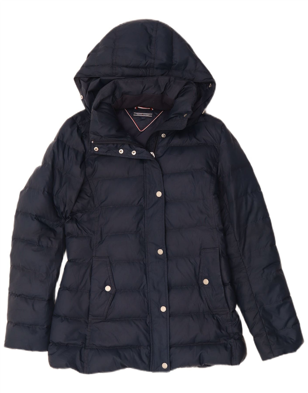 Tommy Hilfiger Wattierte Damenjacke mit Kapuze, UK 10, Größe S, Marineblau, Polyester