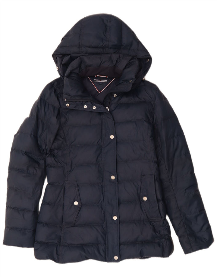 Tommy Hilfiger Wattierte Damenjacke mit Kapuze, UK 10, Größe S, Marineblau, Polyester