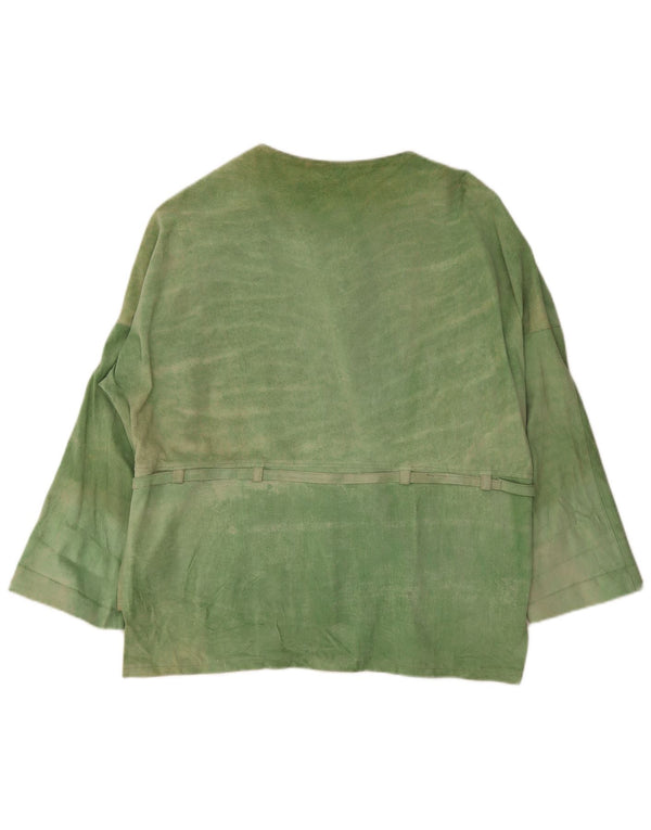 Vintage Womens Suede Jacket UK 20 2XL Green