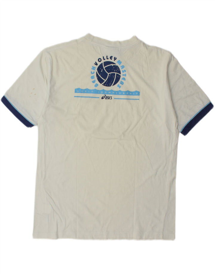 Asics Herren-T-Shirt mit Grafik, groß, weiße Farbblock-Baumwolle