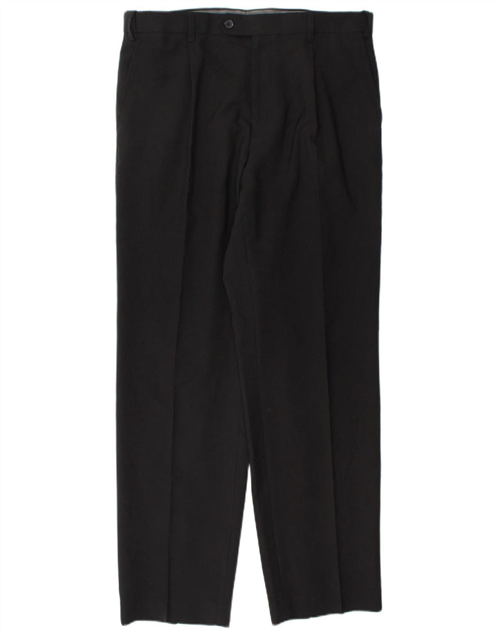 Marks & Spencer Herren-Anzughose mit Pegged-Anzug, W36, L33, schwarzes Polyester
