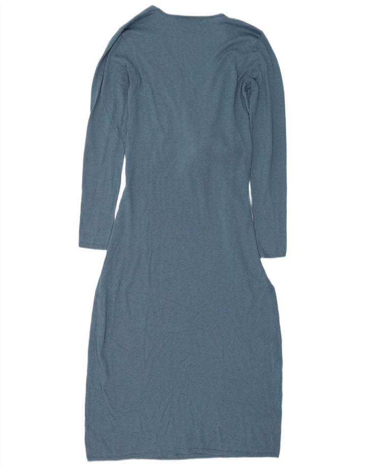 Zara Damen-Pulloverkleid mit vorderer Bindung, langärmelig, Gr. 10, Größe S, Blau, Polyester