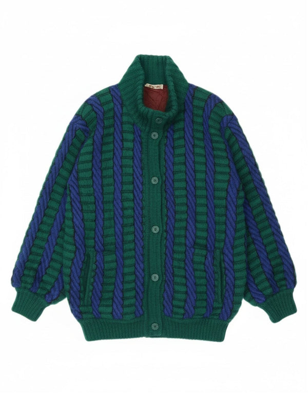 Vintage Damen Cardigan Pullover UK 18 XL Grün gestreift Mohair