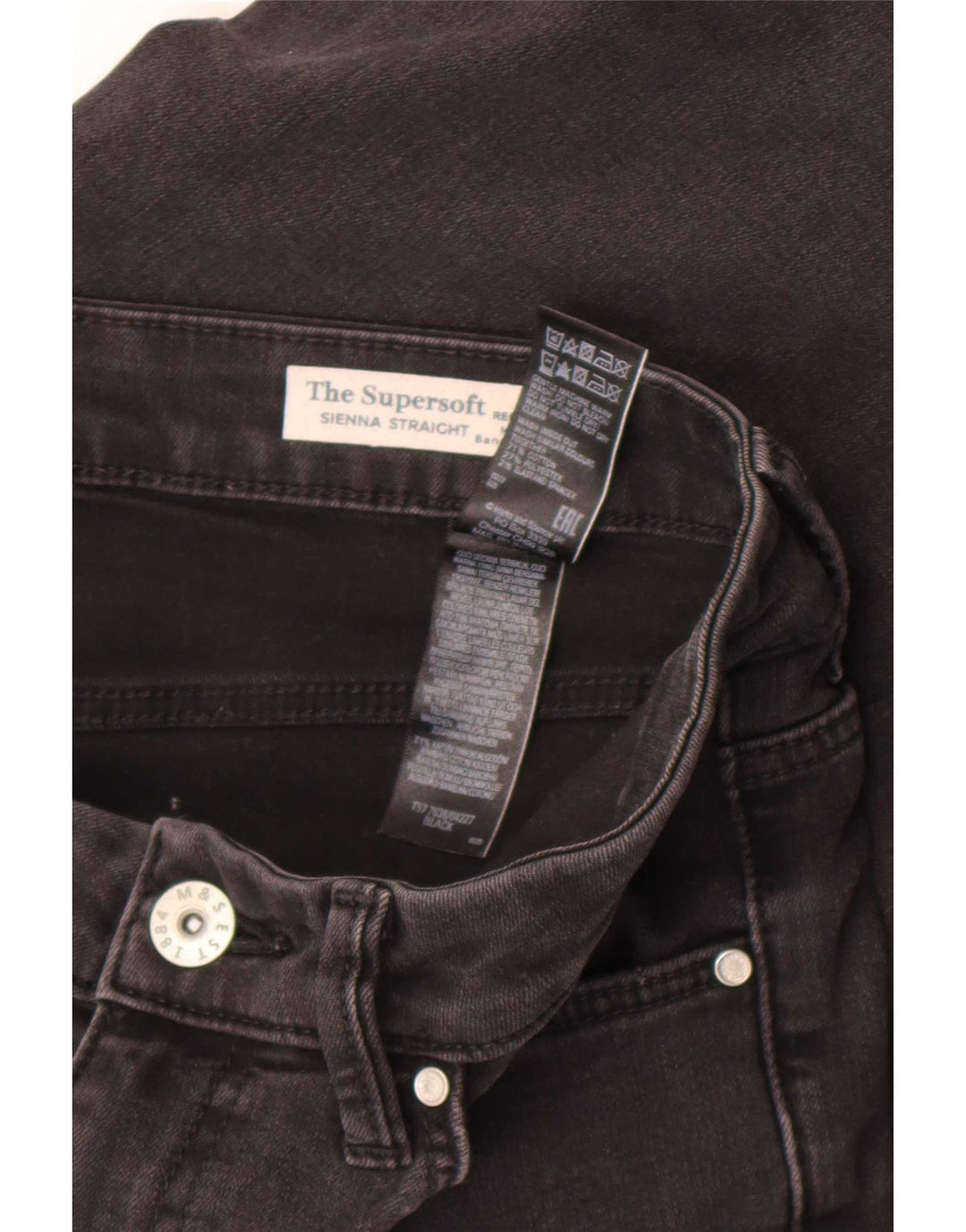Marks & Spencer Damen Sienna Straight Jeans UK 12 Medium W30 L30 Schwarz