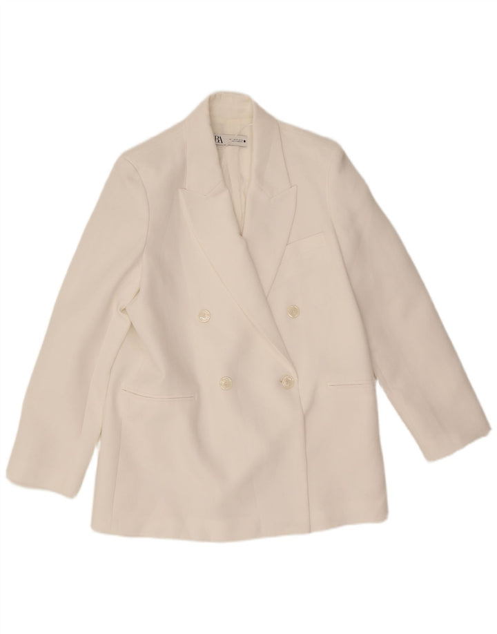 Zweireihiger Blazer für Damen von Zara, UK 14, Mittelweiß, Polyester