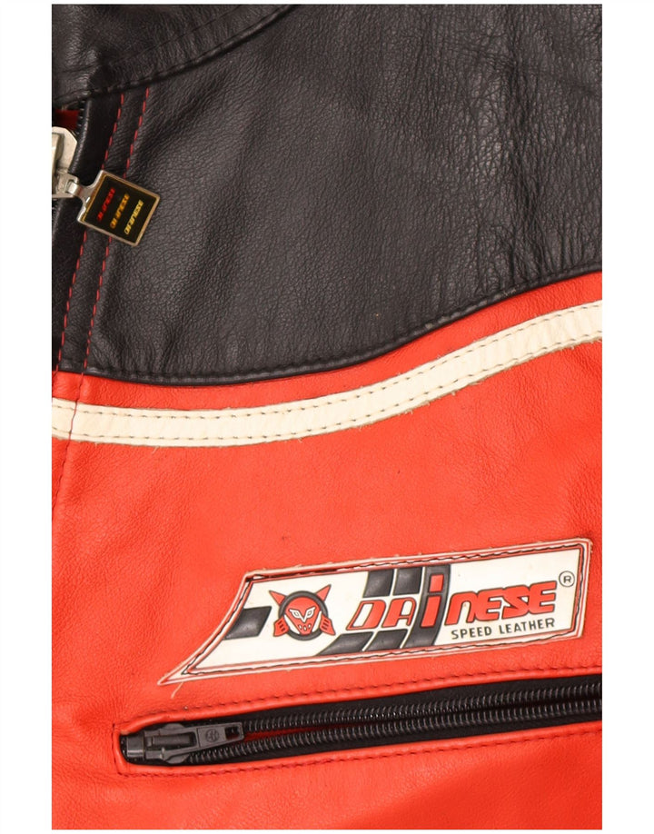 Dainese Herren-Leder-Racer-Jacke IT 52, großes rotes Colourblock-Leder