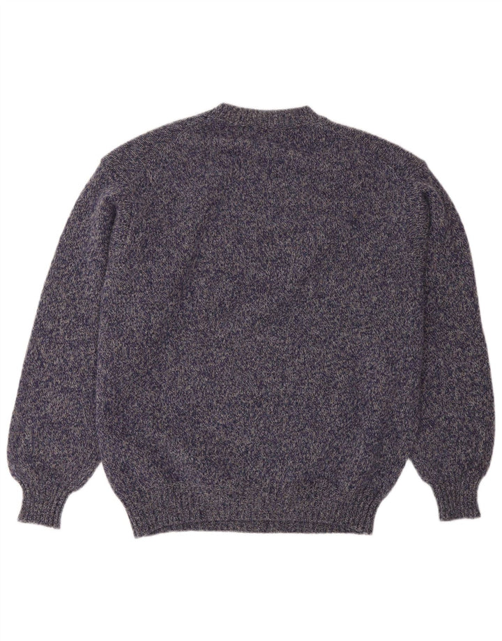 Benetton Herren-Pullover mit Rundhalsausschnitt, groß, lila meliert