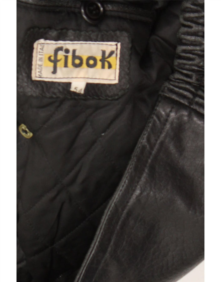 Fibok Herren Lederjacke IT 54 2XL Schwarzes Leder