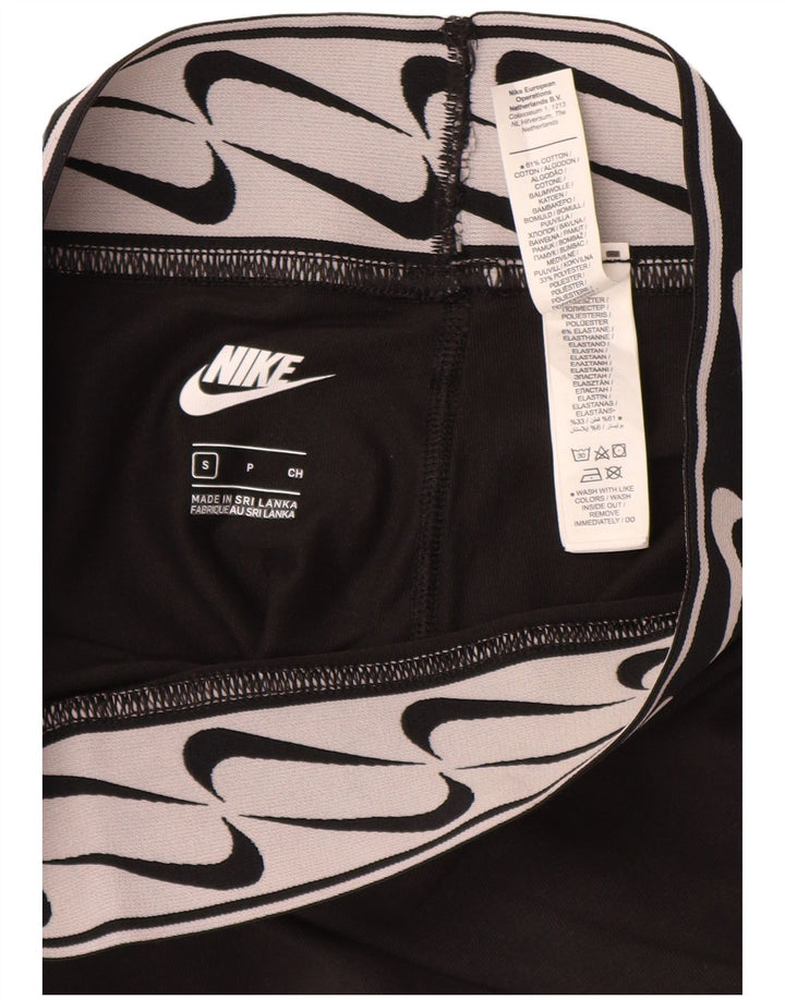 NIKE Womens Graphic Leggings UK 10 Small Schwarz Baumwolle