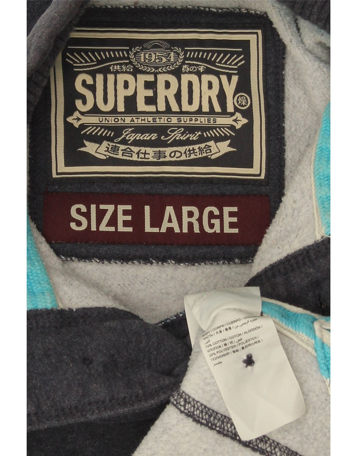 Superdry Herren-Sweatshirt mit Knopfkragen, groß, marineblaue Baumwolle