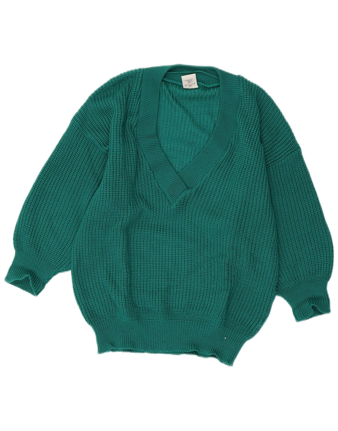 ECCO Damen Übergroßer Pullover mit V-Ausschnitt EU 40/42 Mittelgrünes Acryl