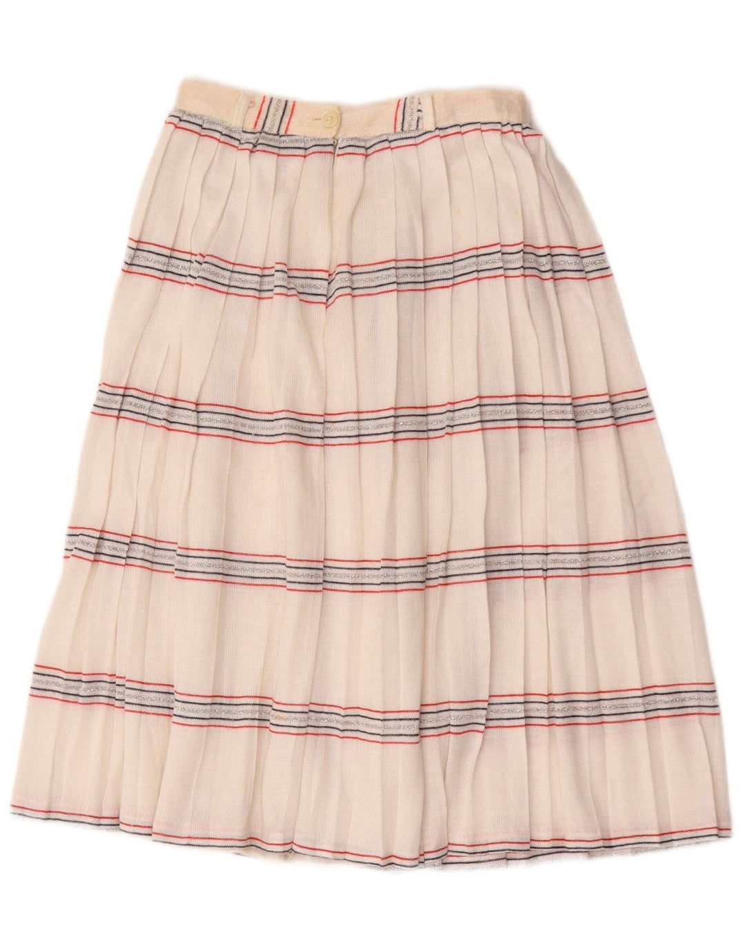 Vintage Damen Faltenrock in A-Linie W26, klein, weiß gestreift