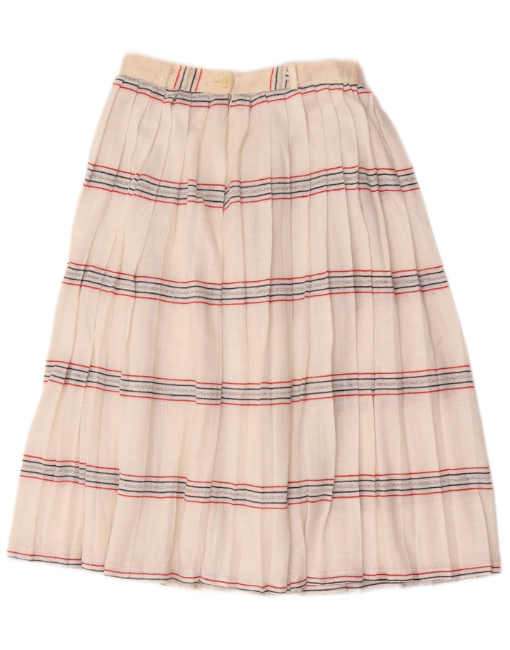 Vintage Damen Faltenrock in A-Linie W26, klein, weiß gestreift