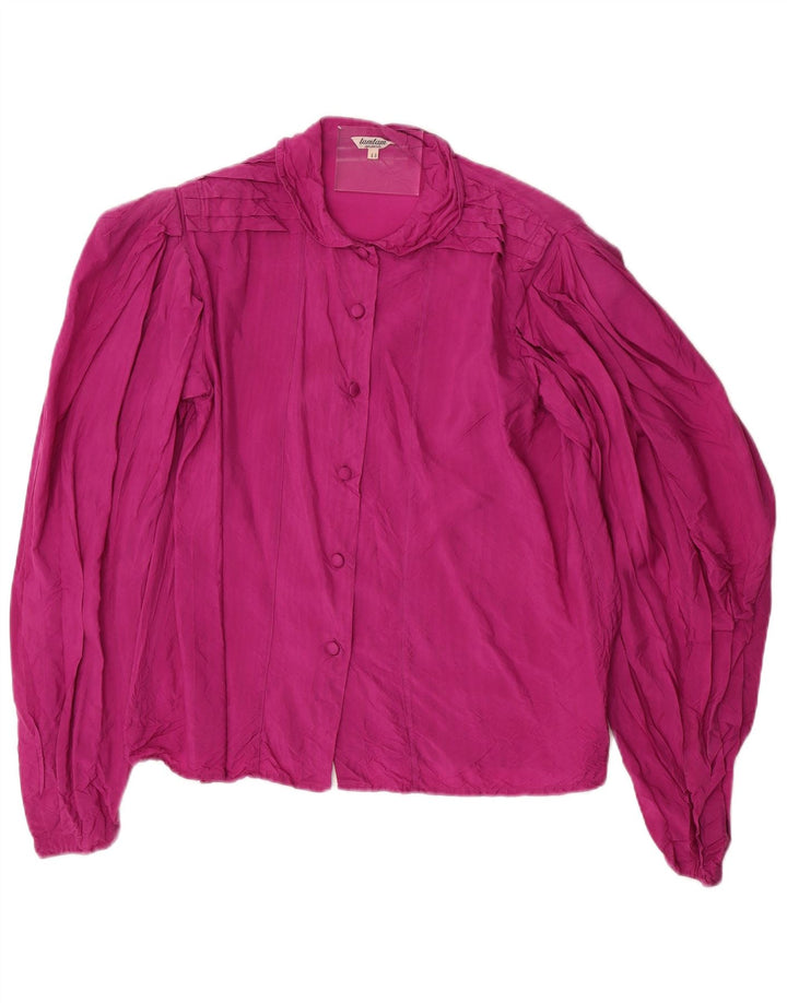 Vintage Damen Langarm-Hemdbluse IT 44 Mittelrosa