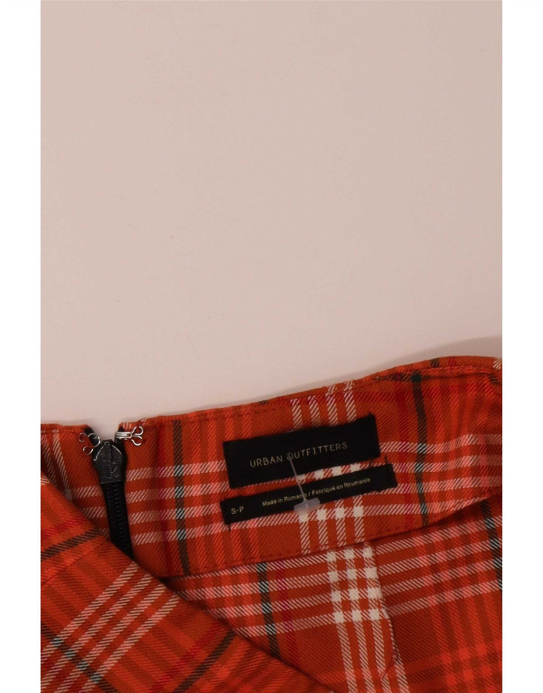 Urban Outfitters Minirock für Damen, Größe S, W25, orangefarbenes Karomuster, Polyester