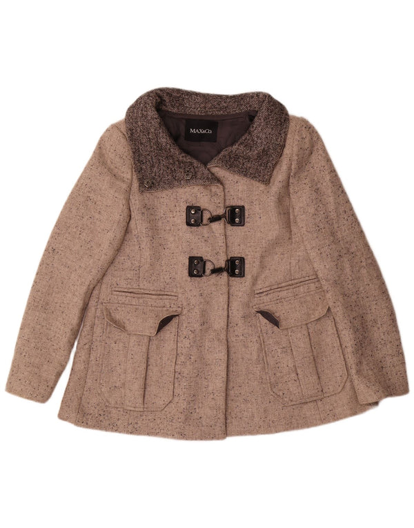 Max & Co. Kurzer übergroßer Damenmantel UK 6 XS Beige gesprenkelte Wolle