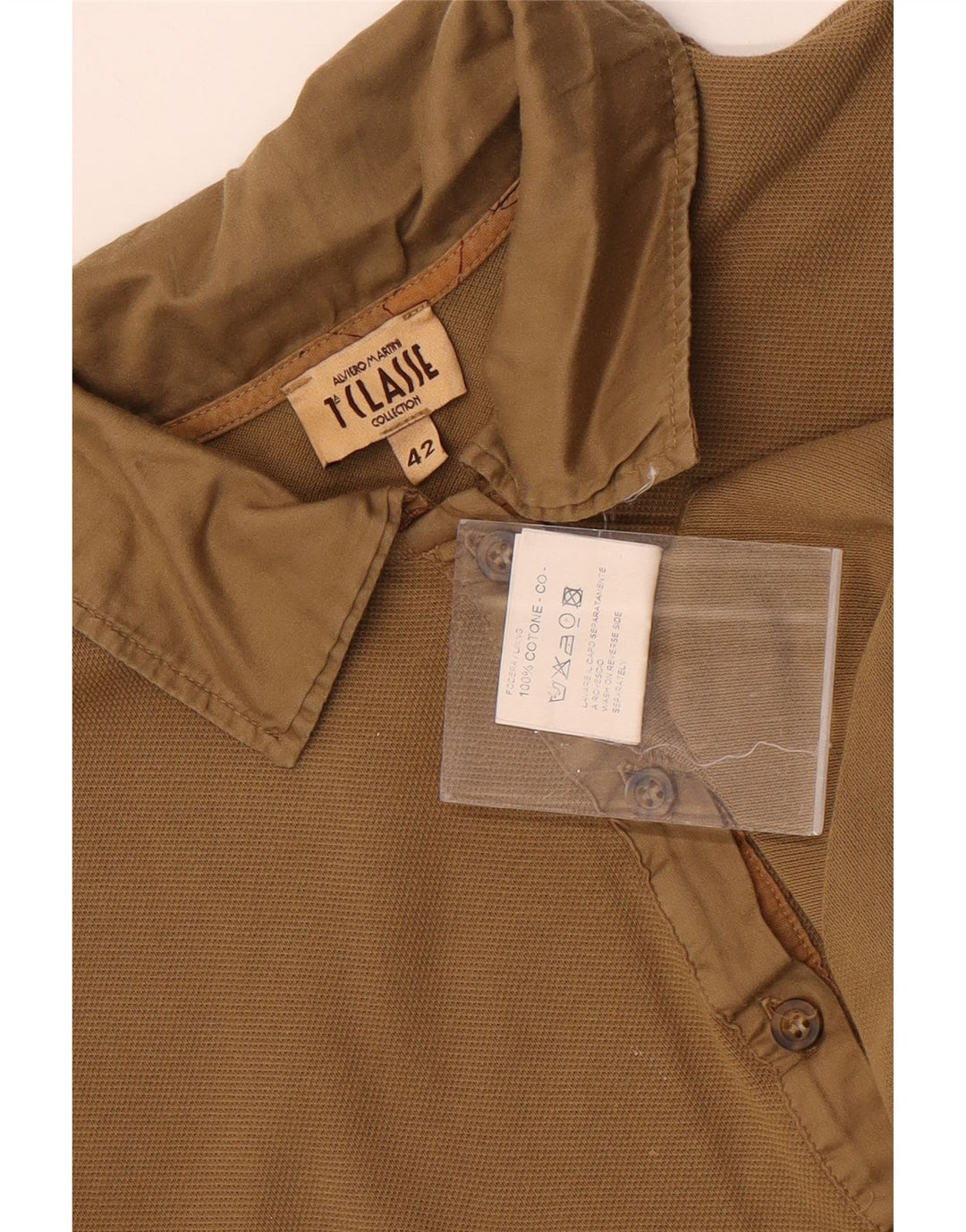 ALVIERO MARTINI Damen Poloshirt IT 42 Medium Khaki Check Baumwolle