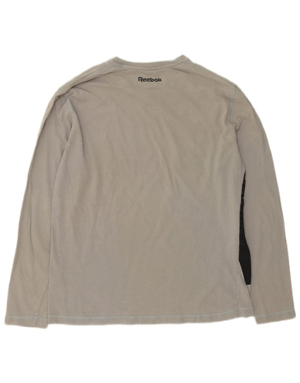 Reebok Herren Graphic Top Langarm Large Grau Baumwolle