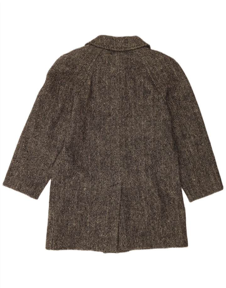 BLUE DEVIL Herrenmantel UK 38 Mittelgraue Wolle mit Fischgrätenmuster