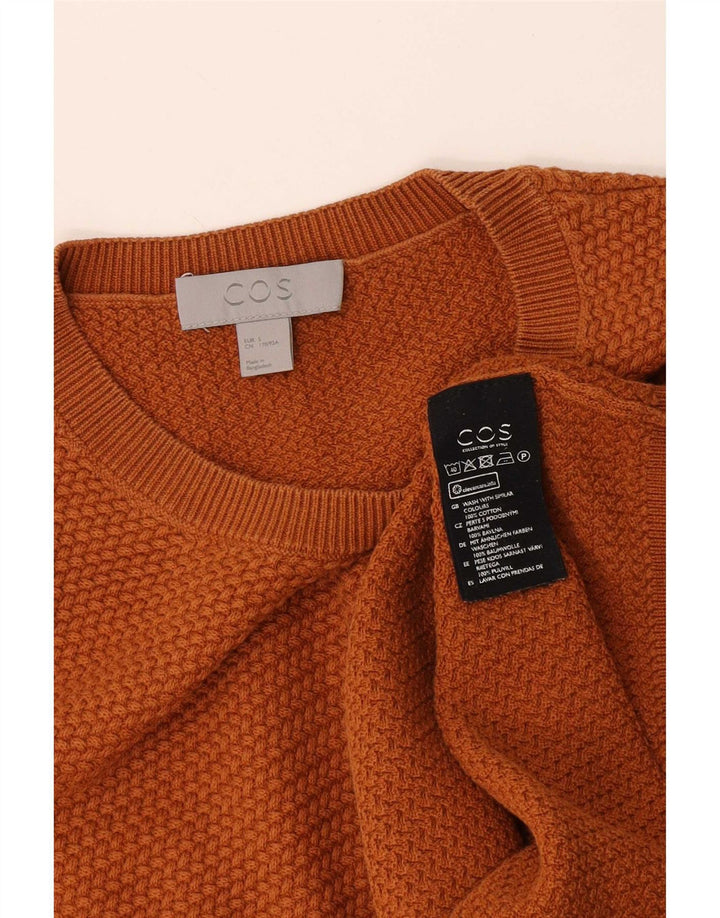 Cos Herren-Pullover mit Rundhalsausschnitt, Größe S, Orange, Baumwolle