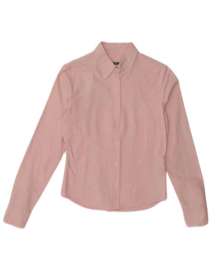 Benetton Damen-Hemd UK 10 Small Rosa Baumwolle