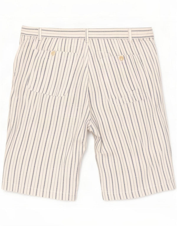 Vintage Mens Chino Shorts IT 50 Large W34 Blue Pinstripe Linen