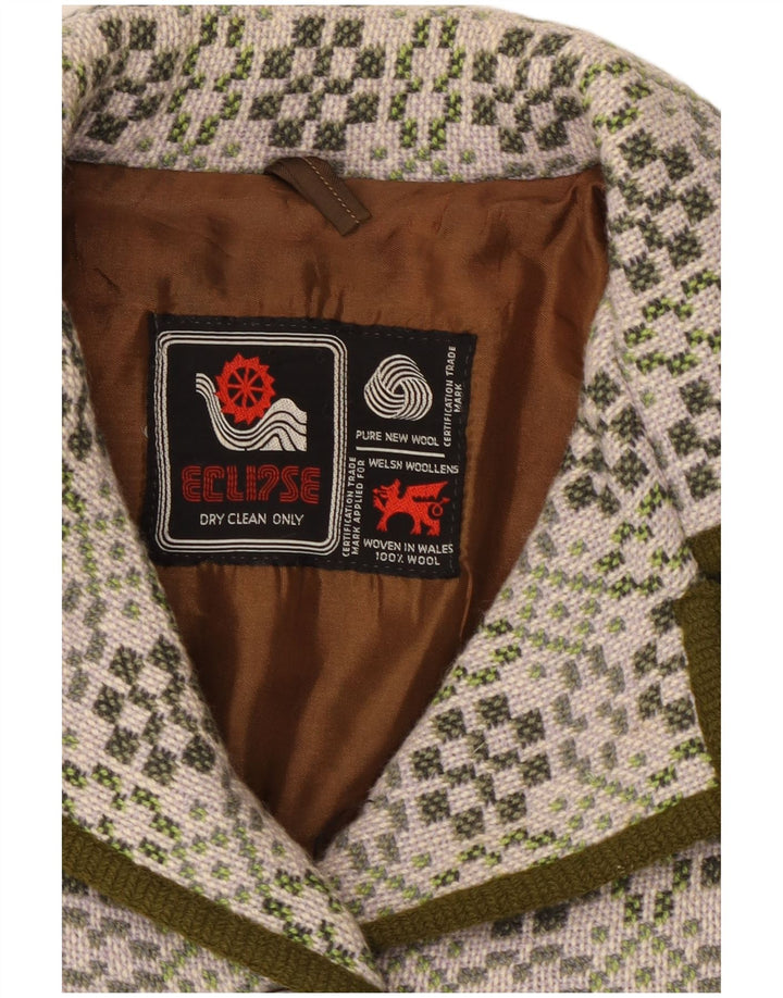 Eclipse Damen-Blazerjacke mit 3 Knöpfen, UK 14, mittelgraue, geometrische Wolle