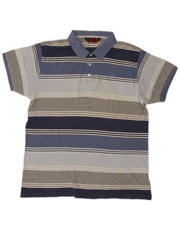 Kappa Herren Poloshirt 2XL blau gestreift aus Baumwolle