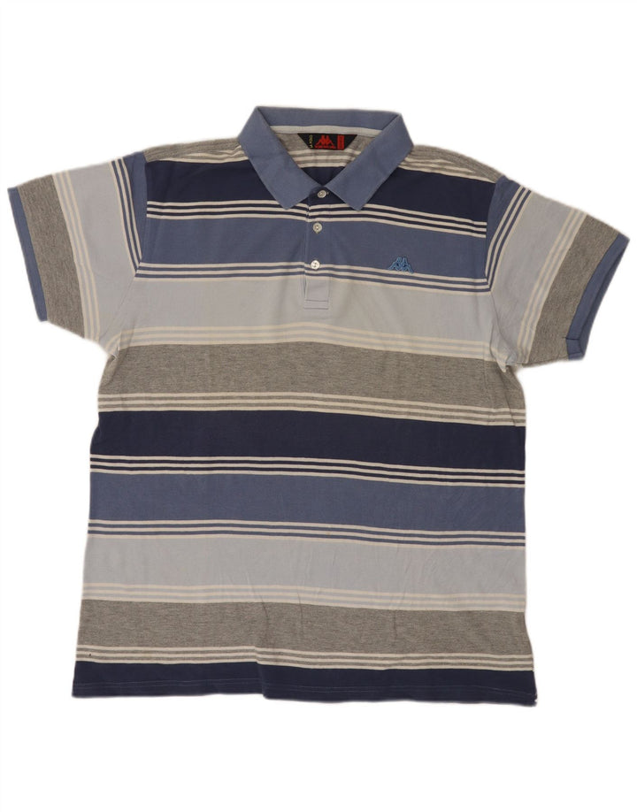 Kappa Herren Poloshirt 2XL blau gestreift aus Baumwolle