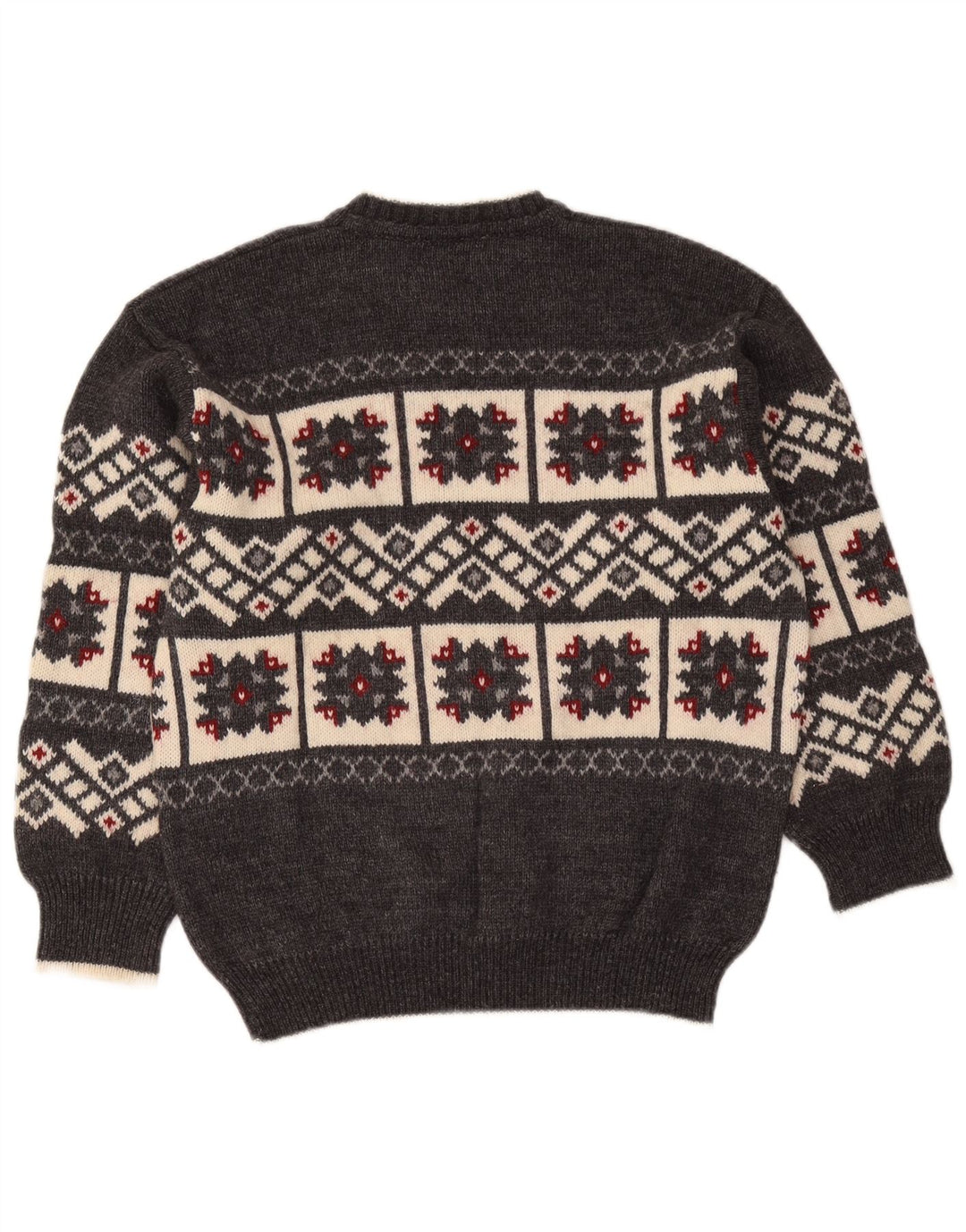 Sevres Herren-Pullover mit Rundhalsausschnitt, Größe 48, mittelgrau, geometrisch