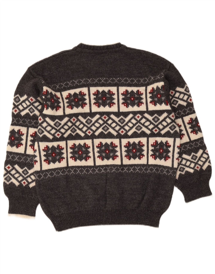 Sevres Herren-Pullover mit Rundhalsausschnitt, Größe 48, mittelgrau, geometrisch