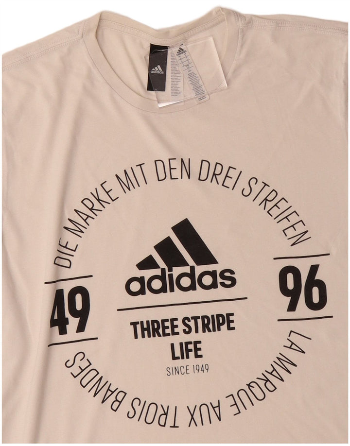 ADIDAS Herren Grafik T-Shirt Top Große weiße Baumwolle