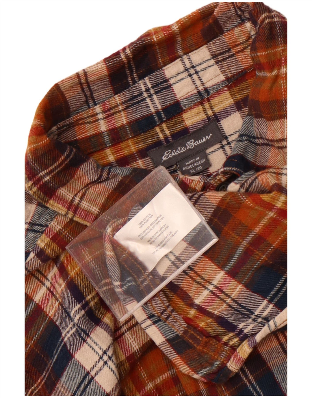 Eddie Bauer Herren-Flanellhemd XL, braun kariert, Baumwolle