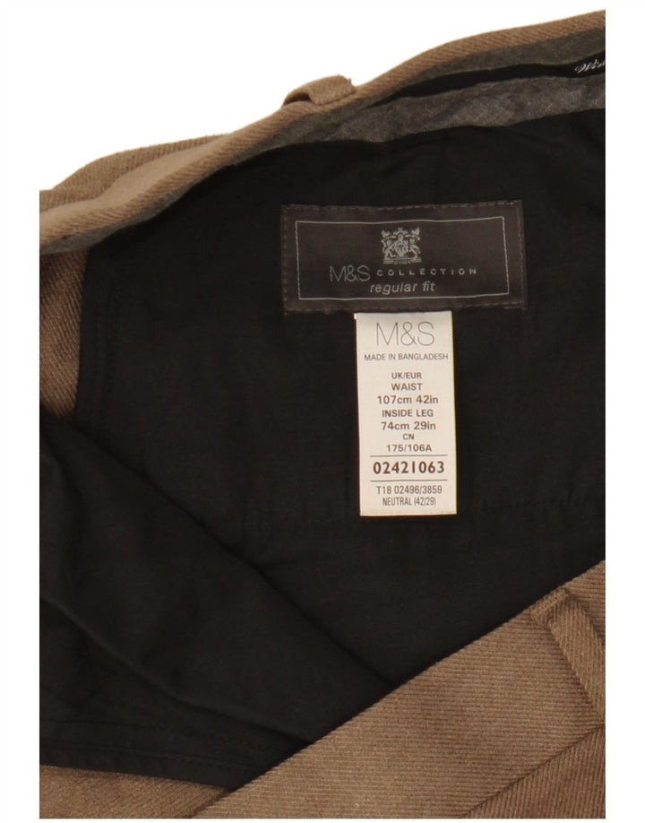 Marks & Spencer Herren-Chinohose mit normaler Passform, W42, L29, braun, Polyester