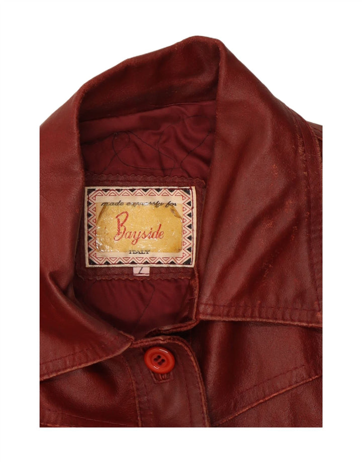 Bayside Damen Lederjacke UK 14 Großes burgunderrotes Leder