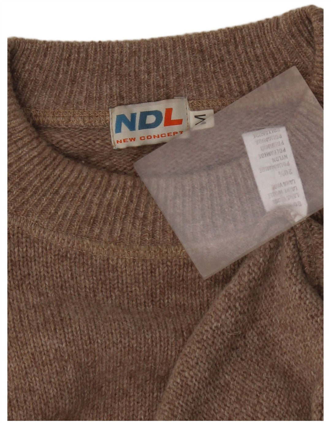 Vintage Herren-Pullover mit Rundhalsausschnitt, mittelbeige Wolle