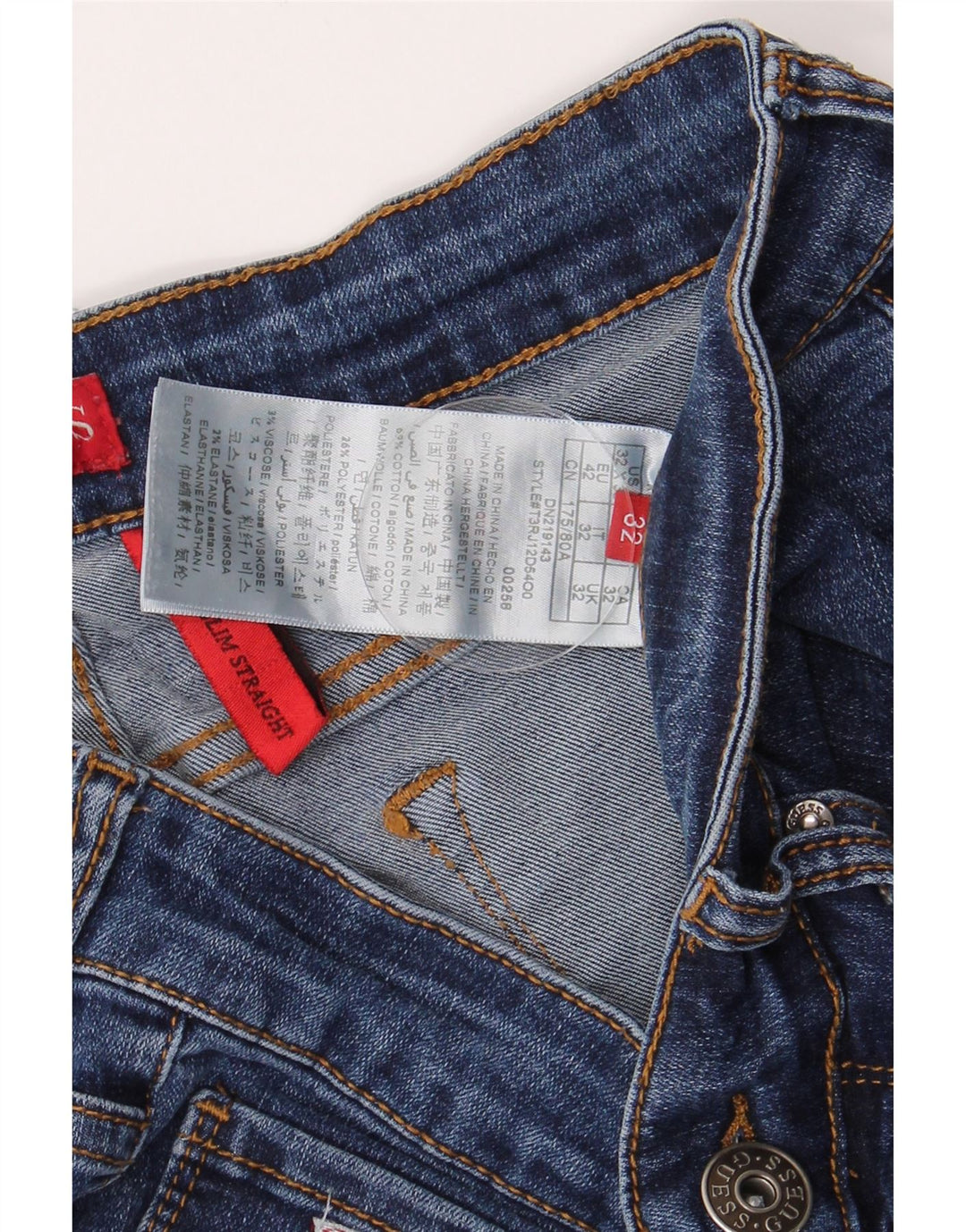 Guess Damen Straight Slim Jeans W30 L28 Blaue Baumwolle