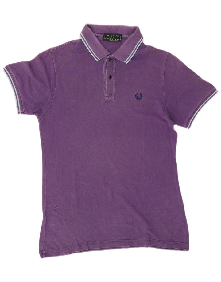 FRED PERRY Herren-Poloshirt aus mittelvioletter, gestreifter Baumwolle