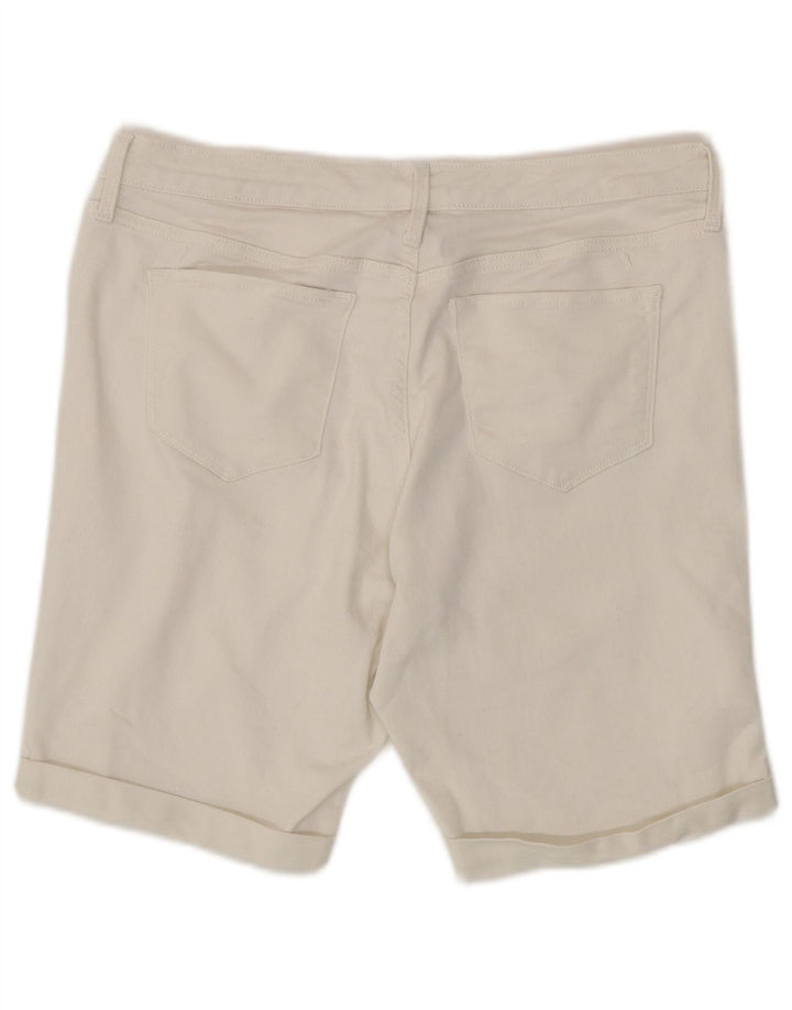 Mossimo Damen Mid Rise Bermuda Denim Shorts US 14 Large W32 Weiße Baumwolle