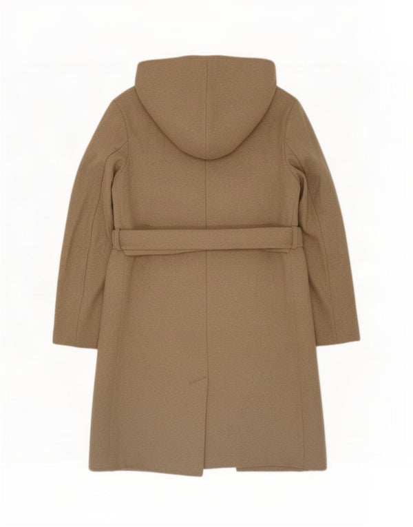 Zara Damen Kapuzenmantel UK 10 Small Beige Polyester