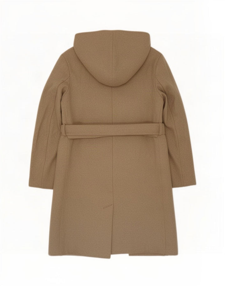 Zara Damen Kapuzenmantel UK 10 Small Beige Polyester