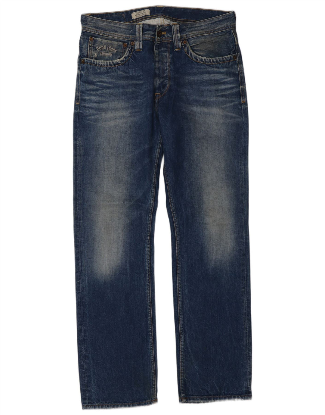 PEPE Jeans Mens Regular Fit Straight Jeans W33 L32 Blue Cotton