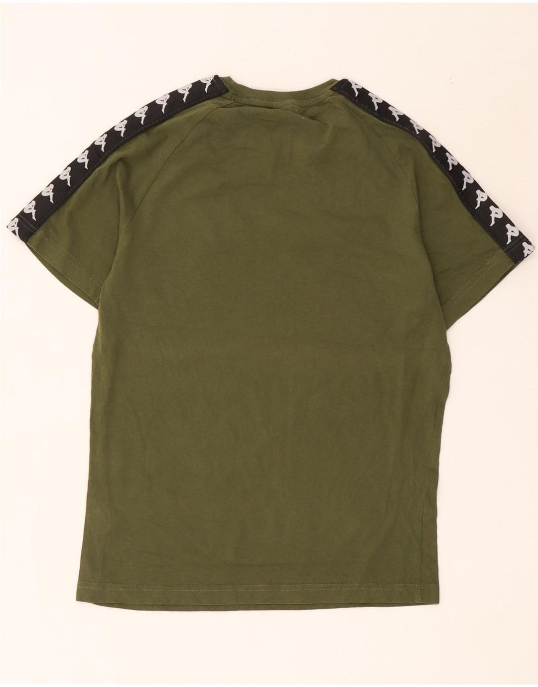 Kappa Herren Grafik-T-Shirt-Oberteil aus mittelgrüner Colourblock-Baumwolle